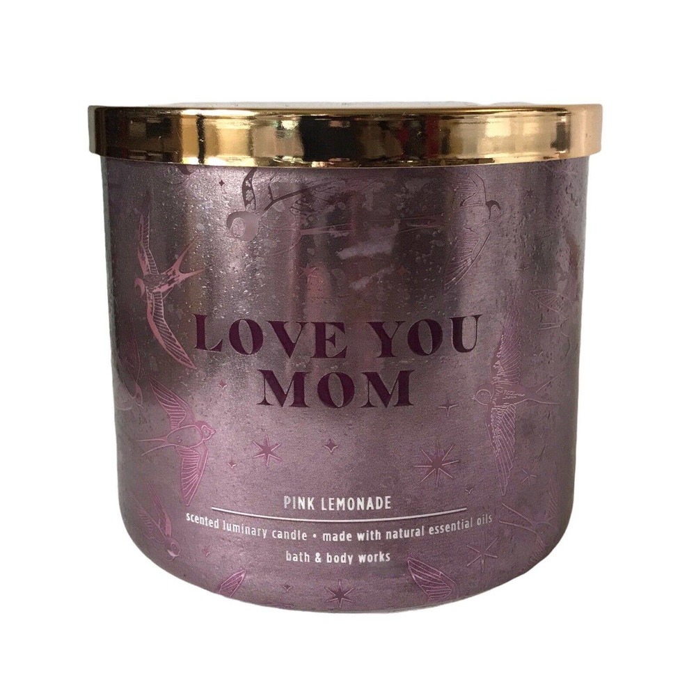 Bath & Body Works Pink Lemonade LOVE YOU MOM 3-Wick Candle LUMINARY 45 Hour NWT